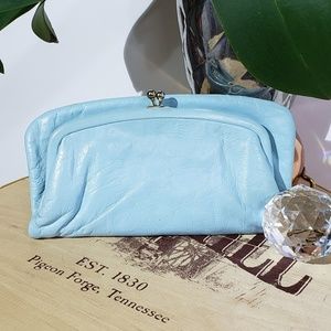 Blue leather vintage handbag purse